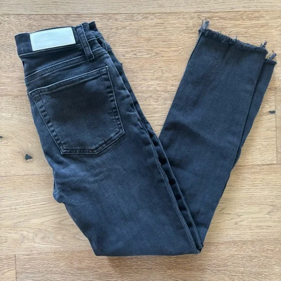 ReDone Crop Jeans High Rise Ankle straight lived-in black size 25 - Picture 5 of 6